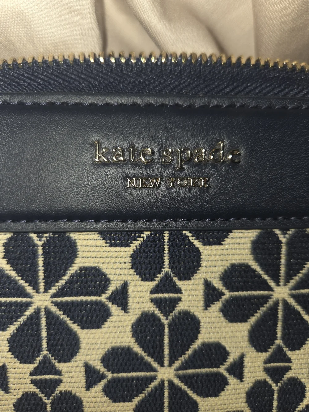 Kate Spade Navy Floral Zip-Around Wristlet Wallet